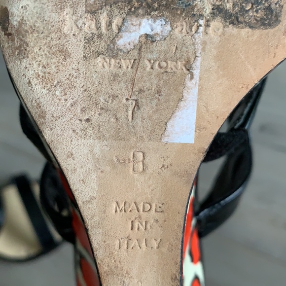 Kate Spade Patent Black Leather Wedge Print Size 7 - Picture 5 of 7